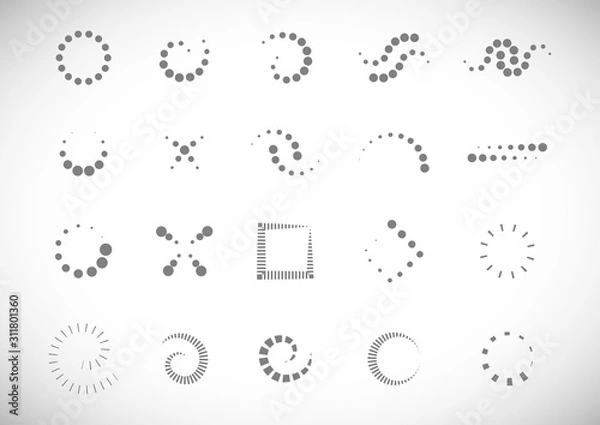 Fototapeta Abstract Dot Circle Icons Set. Halftone Logo Concept. Dotted Circle Isolated - Vector. Creative Icons For Dotted Logo, Tech Icon, Square Element And Logotype. Abstract Circle Dot Technology Logo