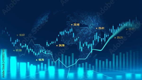 Fototapeta Stock market or forex trading graph concept