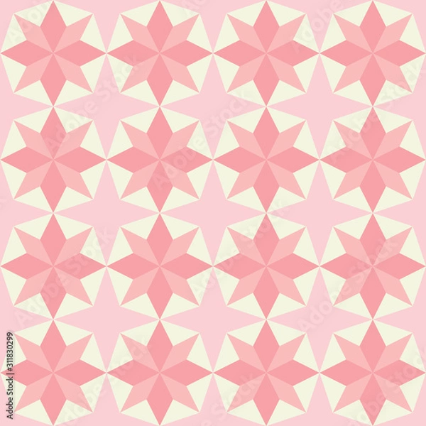 Obraz Vector pink patchwork quilt seamless repeat background pattern with star shape.