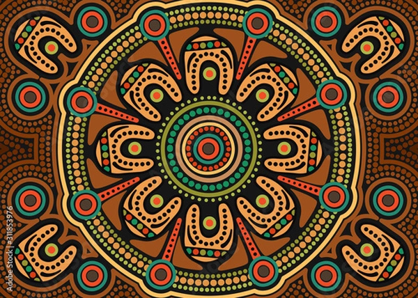 Fototapeta Illustration based on aboriginal style of background.