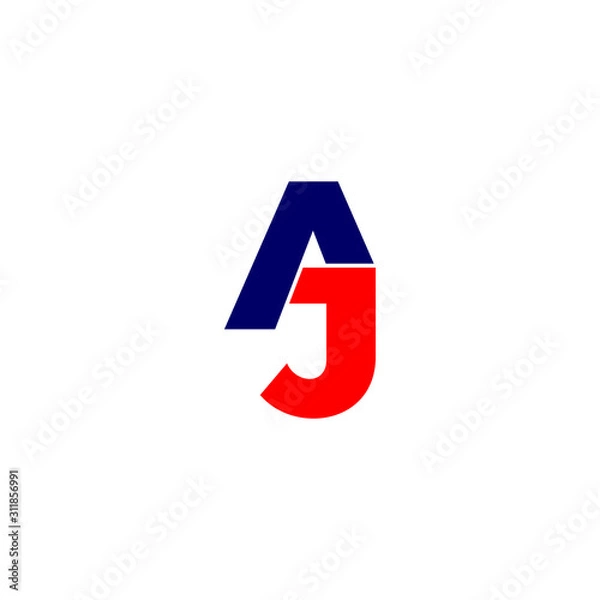 Fototapeta letter aj linked geometric simple design symbol logo vector