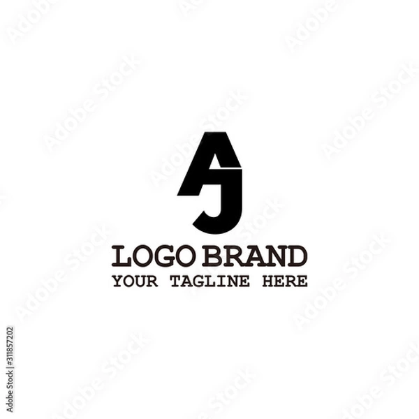 Fototapeta letter aj linked geometric simple design symbol logo vector