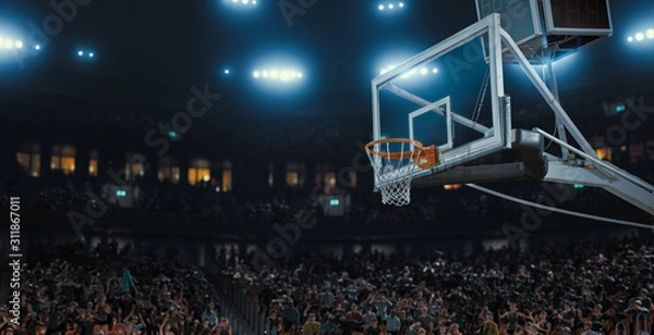 Obraz Professional basketball stadium made in 3d with animated crowd.