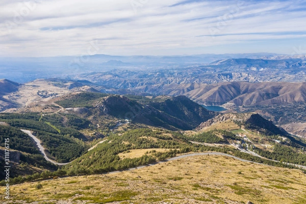 Obraz aerial view of a mountain road near Sierra Nevada (Granada) Spain