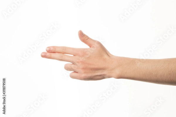 Obraz Human hand in shooting gesture isolate on white background
