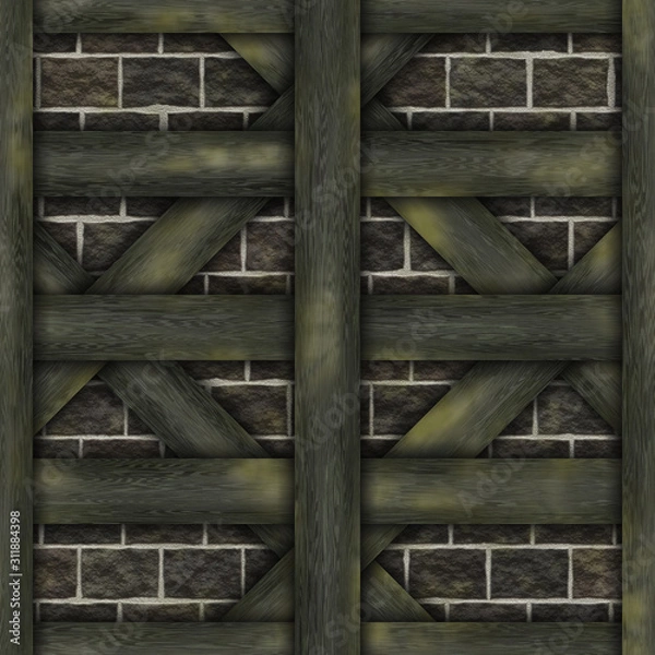 Obraz Wooden frame chalet construction elements