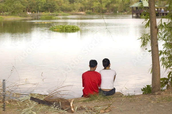 Obraz couple looking at lake