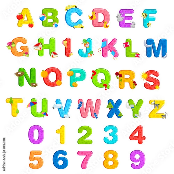 Fototapeta Alphabet and Number Set