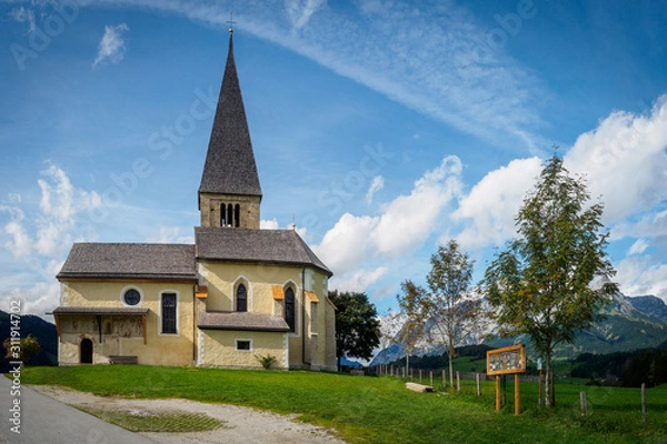 Obraz "Buchbergkircherl" Church of St. Primus on Buchberg near Bischofshofen in autumn