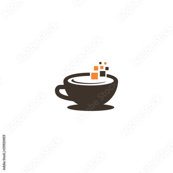 Fototapeta Coffe tech logo idea concept