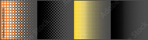 Obraz Vector- halftone dots set.Yellow,orange,white and black circle.Seamless pattern.