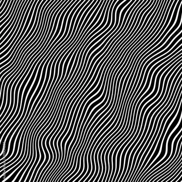 Obraz Vector - Diagonal black and white curved wave lines.Optical illusion.