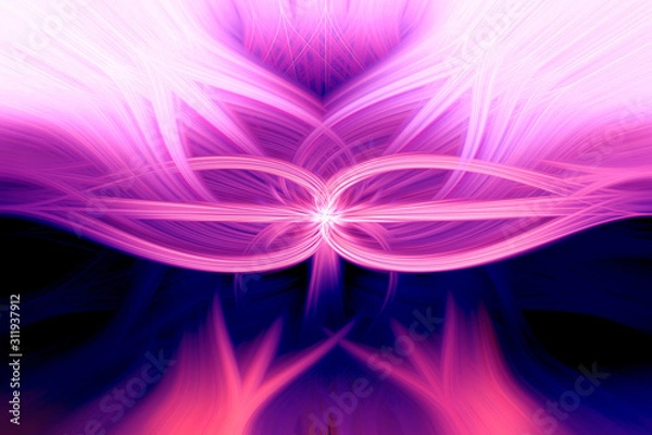 Fototapeta Abstract design of blue twisted light fibers