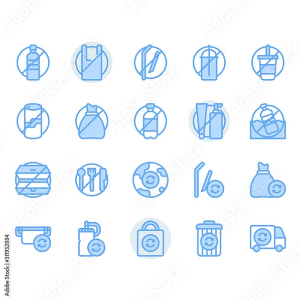 Fototapeta No plastic concept related icon and symbol set