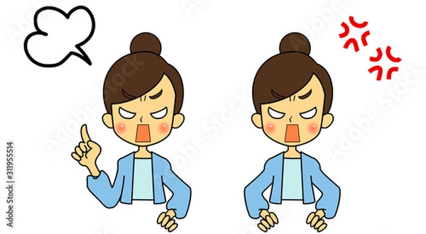 Fototapeta まんがドジ女子怒る３バストアップ