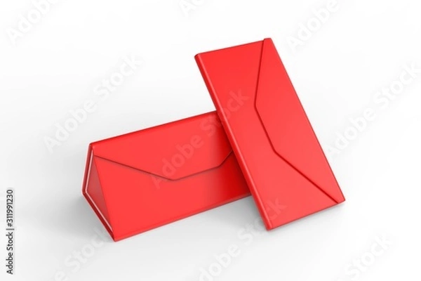 Fototapeta Blank Folding Triangle Magnetic Hard Case Box for Sunglasses for branding design. 3d render illustration.