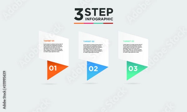 Fototapeta 3 step infographic element. Business concept with three options and number, steps or processes. data visualization. Vector illustration.