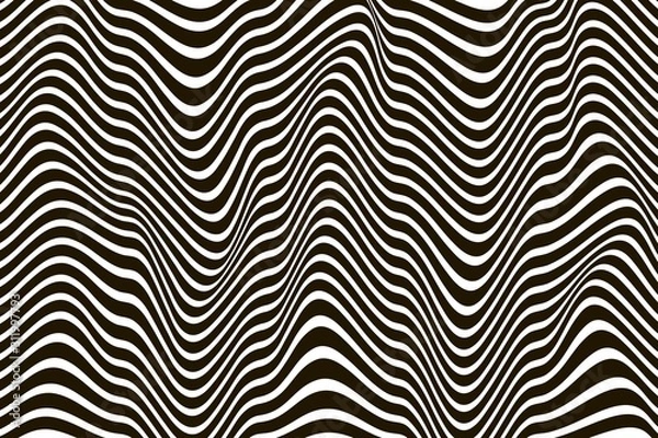 Fototapeta Black and white abstract background. Surrealistic drawing. Black wavy line pattern vector illustration