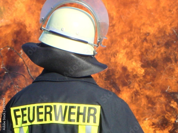 Obraz firefighter and flames