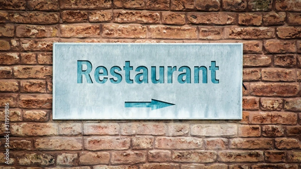 Obraz Street Sign to Restaurant