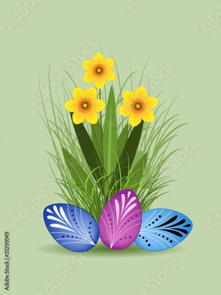 Fototapeta Narcissus and Easter eggs