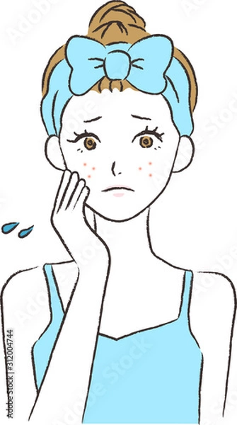 Fototapeta ニキビで悩む女性