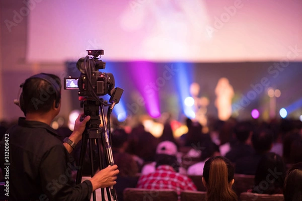 Obraz Photographer video recording activity, Video cameras is recording a video at a seminar in the hotel