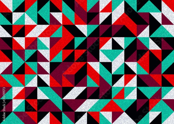 Fototapeta Pattern with random colored triangles Generative Art background illustration