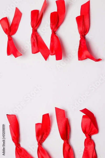 Fototapeta red ribbon and bow isolated on white background