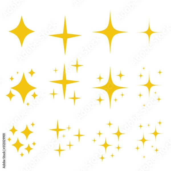 Fototapeta Sparkling black and white symbol vector A set of original sparkling starter icons, a shiny shine, light effect stars,shiny flash,decoration twinkle,Glowing light effect  and bursts collection Vector