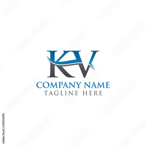 Fototapeta Initial KV letter Logo Design vector Template. Abstract Letter KV logo Design