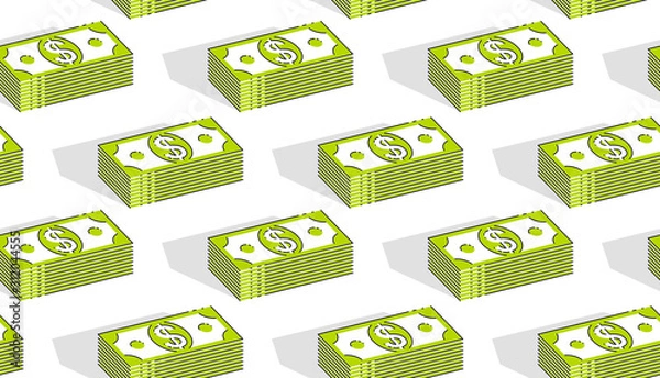 Fototapeta Money cash seamless background, backdrop for financial business website or economical theme ads and information, dollar currency money signs, vector wallpaper or web site background.