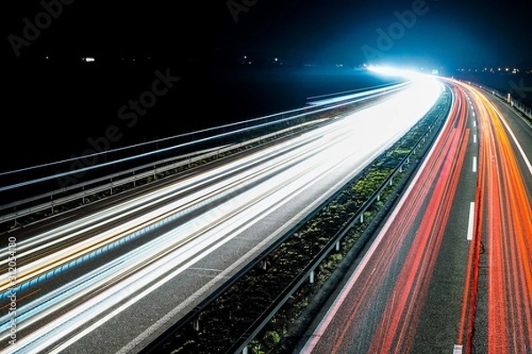 Fototapeta Autobahn bei Nacht