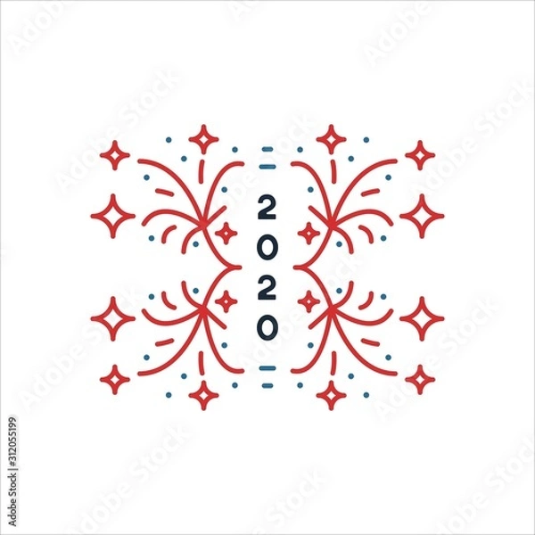 Fototapeta New Year Firework Line Logo Vector. Birthday Fireworks Symbols Vector. Modern, colorful and Clean Logo Design Vector.
