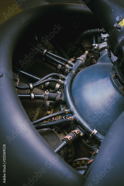 Obraz Close up shot of World War II B17 bombers engine