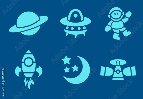 Fototapeta blue cosmic stencils art set