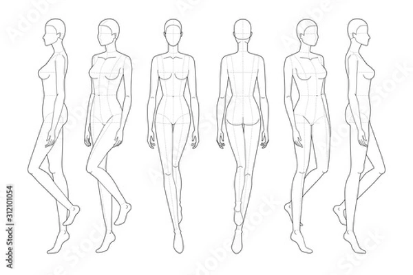 Obraz Fashion template of walking women. 