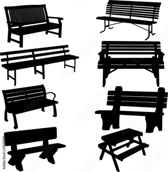 Obraz bench silhouette 2 - vector