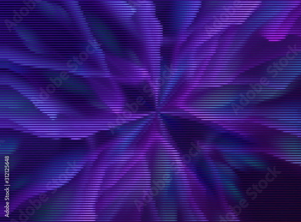 Obraz Vector warped lines blue background. Modern abstract creative backdrop with multicolor variable width stripes. Twisted stripes optical illusion. Moire waves.