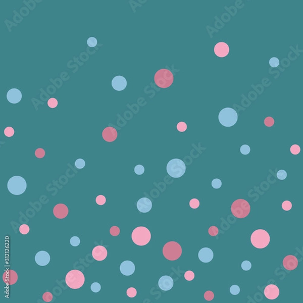 Obraz Vector seamless pattern pastel rainbow with blue, pink, purple polka dots and green background
