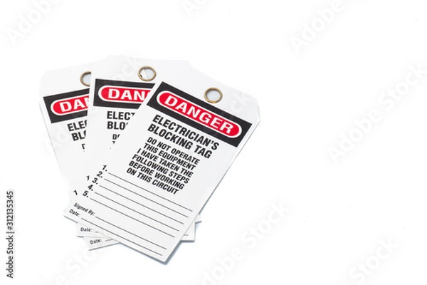 Fototapeta Tag Out Danger Labels