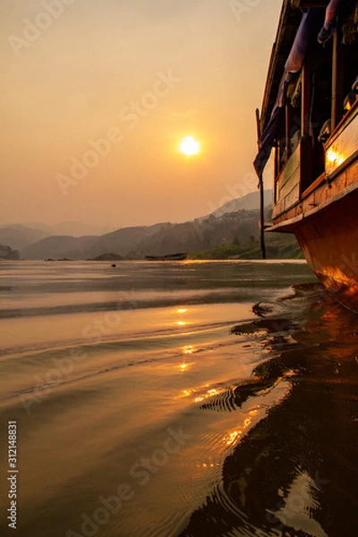 Obraz Sunset on the Mekong River by Slow Boat