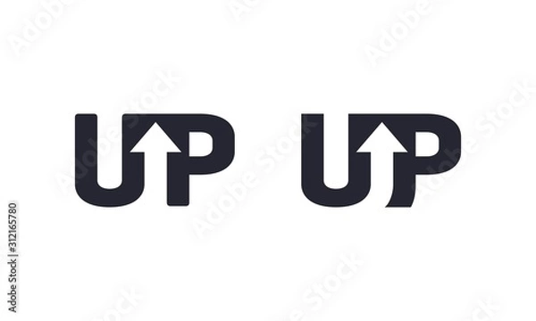 Fototapeta U and P letter with arrow for design vector editable