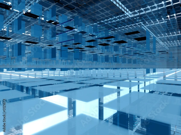 Obraz blue 3d clusters architecture