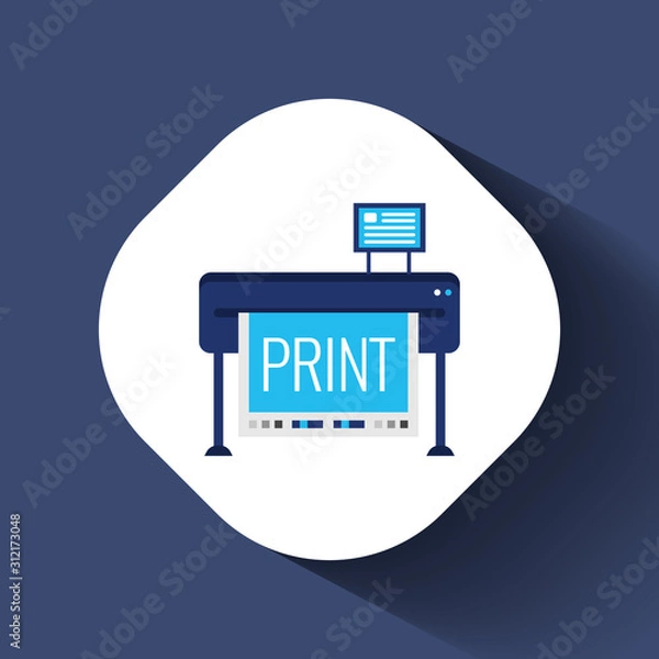 Fototapeta Large inkjet plotter printer flat vector illustration