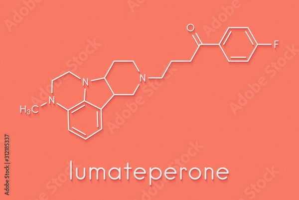 Fototapeta Lumateperone antipsychotic drug molecule. Skeletal formula.