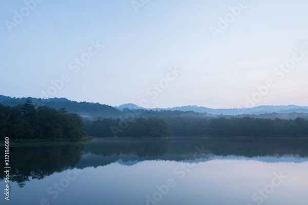 Fototapeta Beautiful nature and fog on the reservoir at Jedkod-Pongkonsao Natural Study in Saraburi Thailand	
