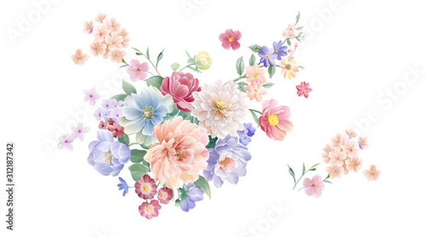 Obraz Watercolor flower, background pattern, wallpaper design