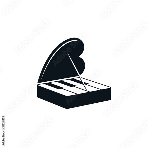 Obraz Abstract piano icon with heart shaped cover