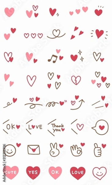 Fototapeta 手書きハートセット